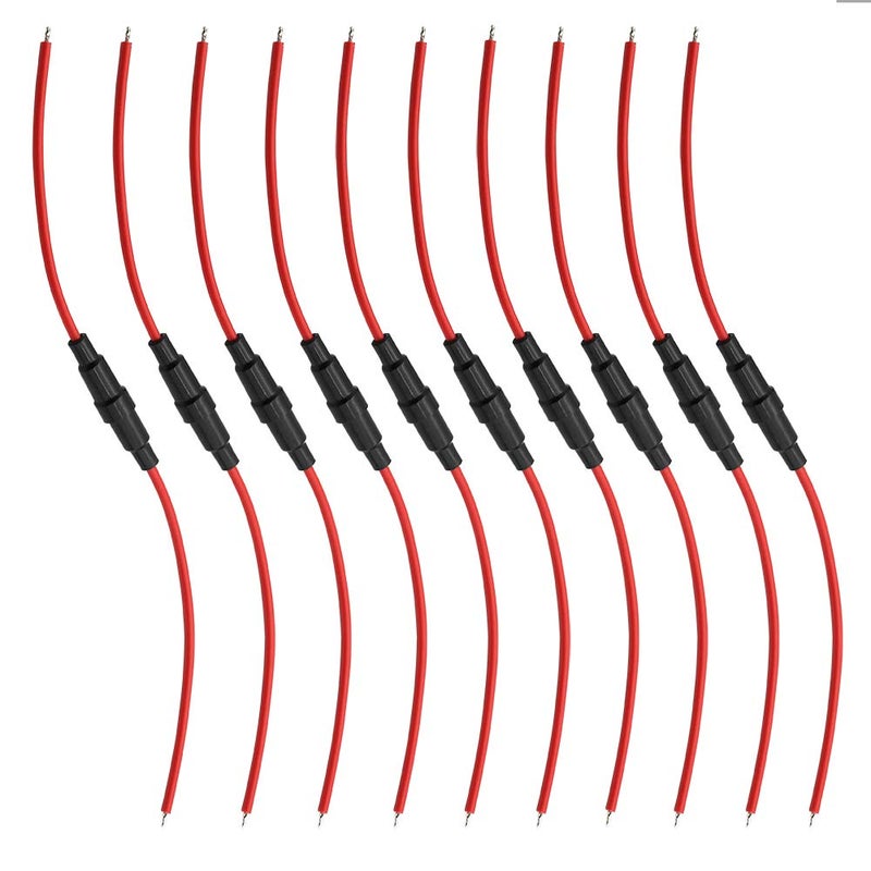 DIGITEN 5x20mm GDC Fuse Holder Inline screw type with 16 AWG wire (Pack of 10) - Image 1